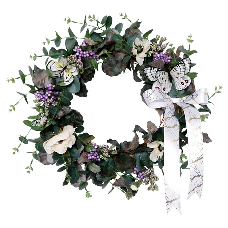 

Artificial Eucalyptus Butterfly Wreath For Front Door Wall Windows Wedding Party Farmhouse Home Decoration