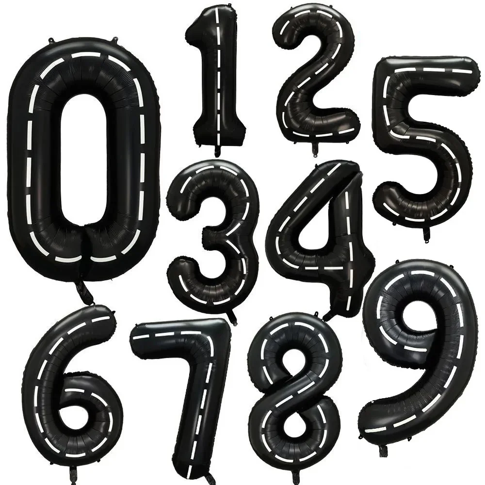 

32/40inch Racing Car Theme Number 0-9 Balloons 1st 2nd Birthday Party Decorations Kids Boys Balloon Favors Baby Shower Supplies
