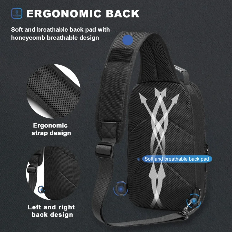 Multifunction Waterproof Sling Bags For Men Casual Soft Crossbody Bag USB Charging Messenger Chest Pack For Male Shoulder Bolsa