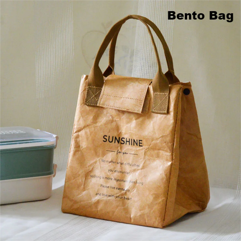 Dupont Paper Lunch Bag Eco Friendly Bento Box Handbag Outdoor Portable Picnic Dinner Container Fresh Keeping Food Storage Tote