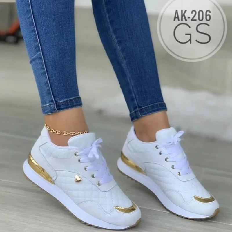 

2022 New Mixed Color Thick Platform Women Casual Sneakers Low Top Lace-Up Round Toe Women Lady Sport Running Shoes Size 36-43
