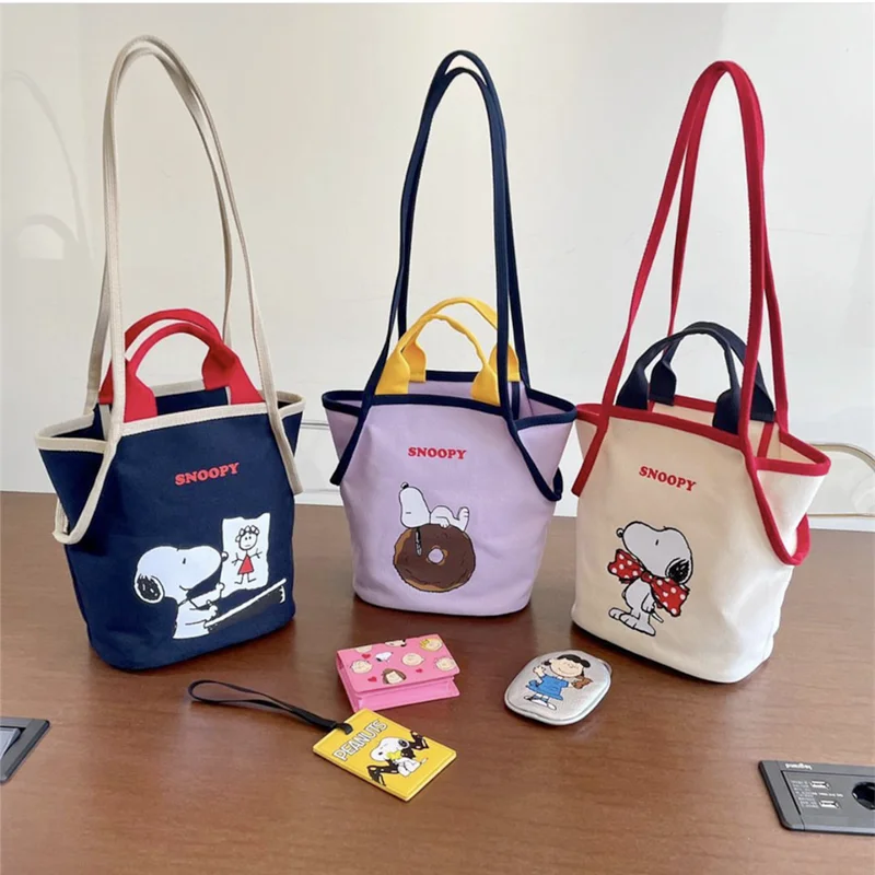 

Модная Холщовая Сумка Snoopy, вместительный дорожный мессенджер для студентов, портативный изящный аксессуар для хранения, подарок на день ро...