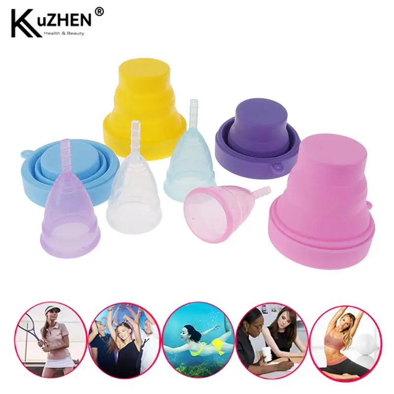 

Medical Silicone Menstrual Cup Foldable Silicone Cup For Clean Menstrual Period Cup Lady Menstrual Collector With Storage Case