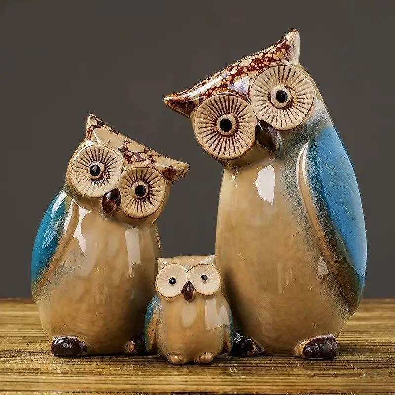 

Ceramic Handicrafts Modern Owls Statue Living Room Animal Ornaments Office Table Owl Crafts Home Decor