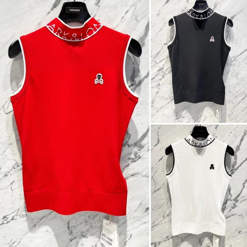 

Korea high-end golf clothing ladies sleeveless knit top slim elastic Joker vest tide