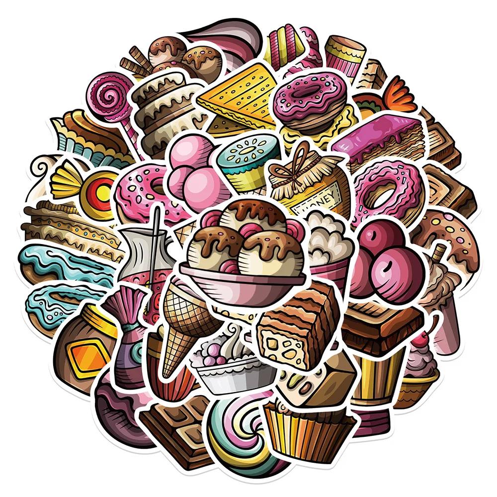 

10/30/67pcs Sweet Food Stickers Graffiti Decals DIY Notebook Fridge Phone Water Bottle PVC Kids Toy Sticker Aesthetic Girls Like