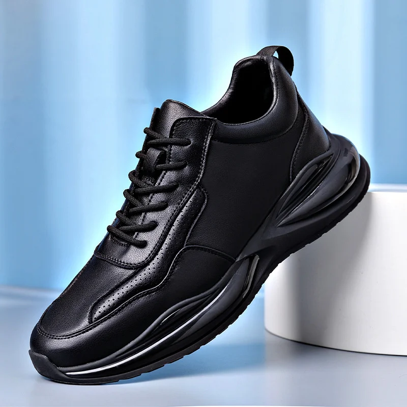 Luxury brand genuine 2023 Autumn New Black Men's Shock Absorbing Casual Shoes Comfortable Breathable Air Cushion Popcorn Sneaker