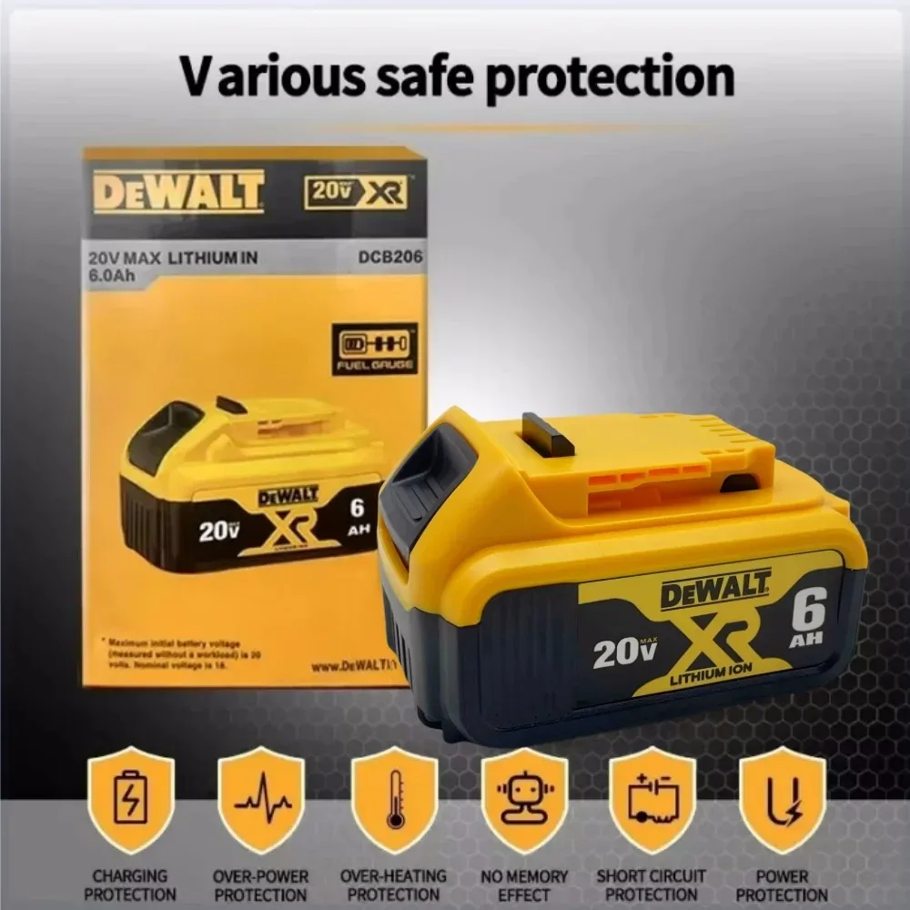 Фото Оригинальный аккумулятор DeWalt 20V 60V 6Ah 9Ah MAX для электроинструментов, замена для DeWalt DCB206 DCB205 DCB200 18В 20В №4