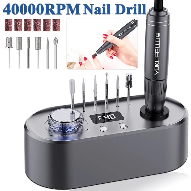 40000RPM Electric Nail Drill Machine With Pause Mode Low Vibration Profession Manicure Milling Cutter For Acrylic Nail Salon Use