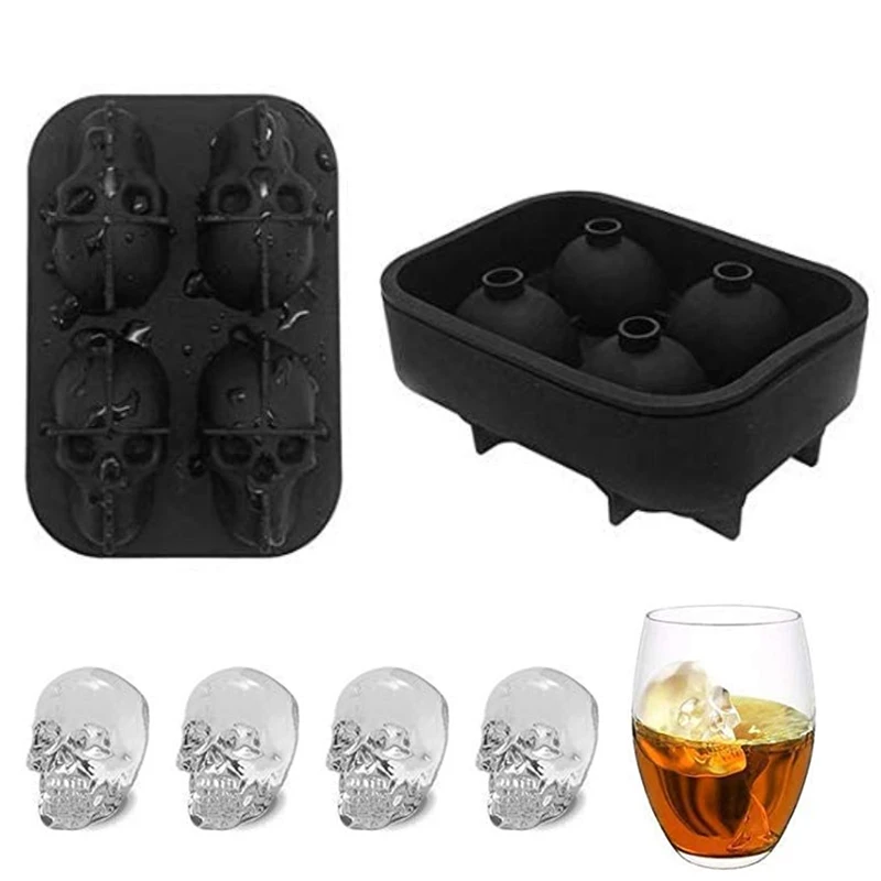 

Creative Ice Cube Maker DIY Silica Gel Gun Bullet Skull Shape Tray Mold Home Bar Party Cool Whiskey Wine Ice Cream Bar Tool