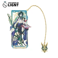 anime genshin impact xiao metal bookmarks classical souvenir hollow out tassels pendant decor collection cosplay xmas gift