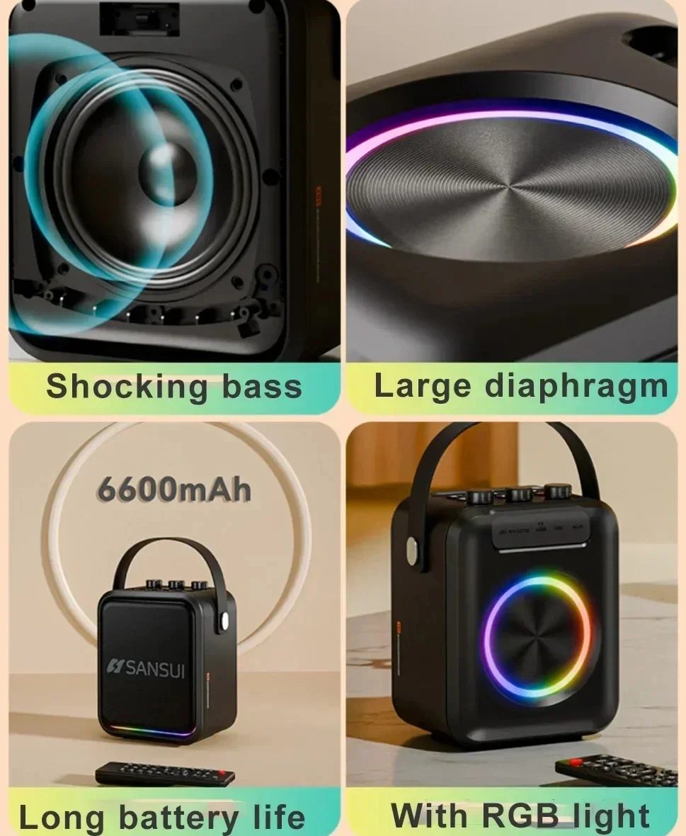 Стерео Bluetooth-динамик Shanshui T91 с AUX-микрофоном 60 Вт