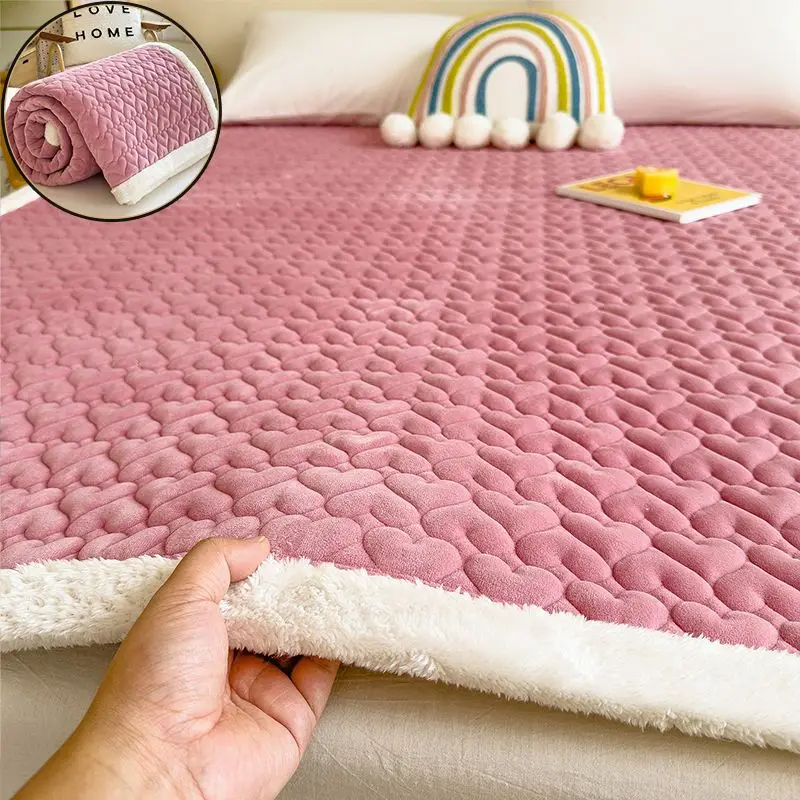 Зимний мягкий матрас с молочным бархатным покрытием двойное покрывало роскошная