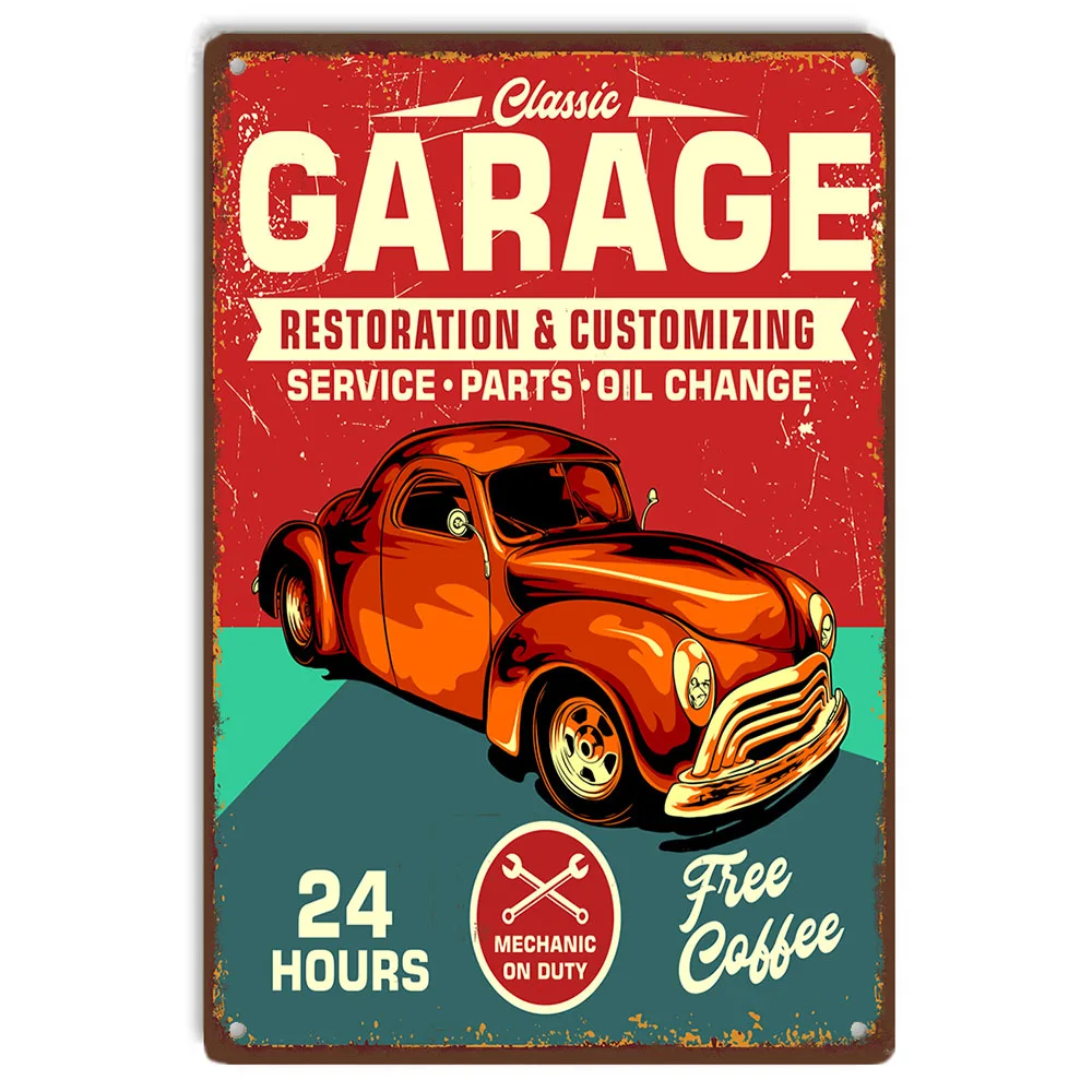 

Classic Garage Car Poster Funny Metal Signs for Garage Home Bar Pub Club Man Cave Wall Decor