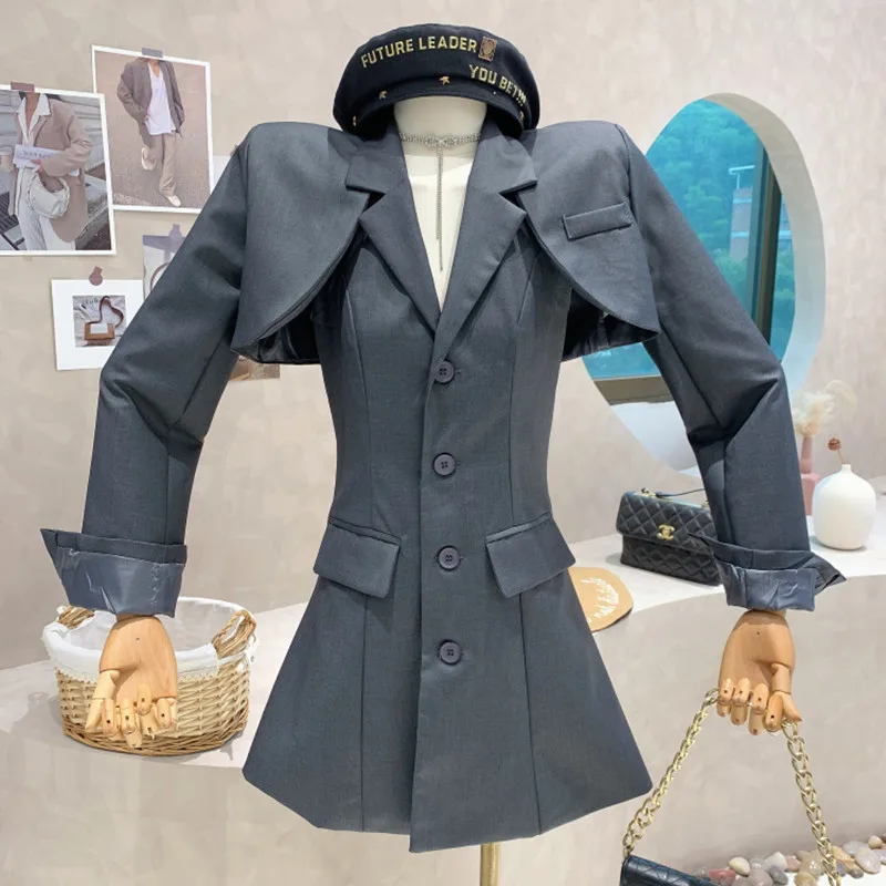 

New Women's Clothing 2022 Spring Temperament Long sleeve girl Short suit top set Small suit Blazers dress vestidos de fiesta