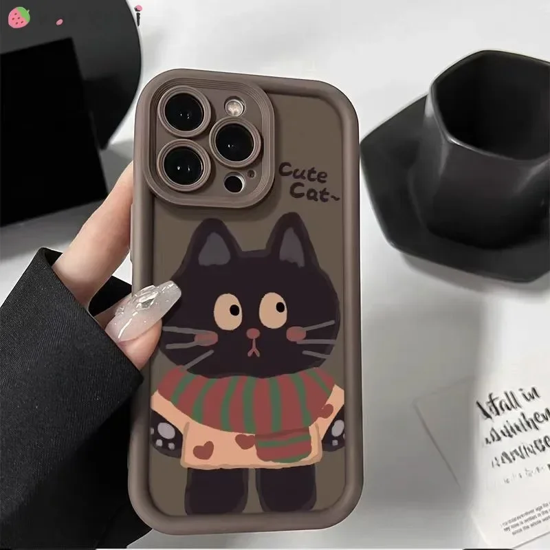 Для Realme C63 C67 8 8S Q3 11 11X 12 Pro+ NFC GT Neo 5 GT3 Narzo 30 60X Y2K Чехол для телефона Cartoon Love Scarf Cat Soft Cover