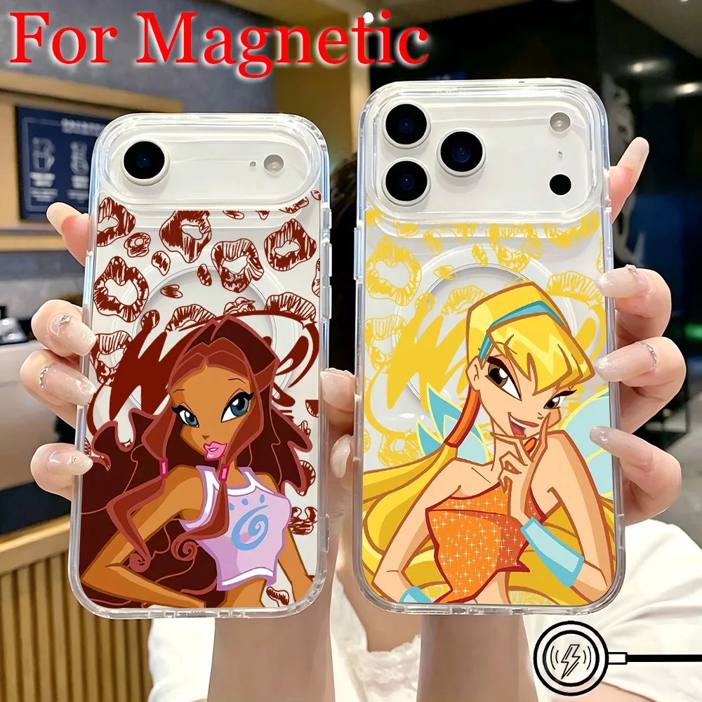 Фото Новый магнитный чехол для телефона W-Winx Clubs для Samsung Galaxy S26 S25 S24 S23 S22 S21 S20 FE Edge Plus Ultra 5G, мягкий прозрачный ТПУ №1