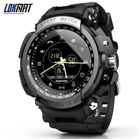 Спортивные водонепроницаемые электронные часы LOKMAT MK28, мужские часы с Bluetooth, напоминанием о звонках, записью калорий, светящимся циферблатом и дисплеем