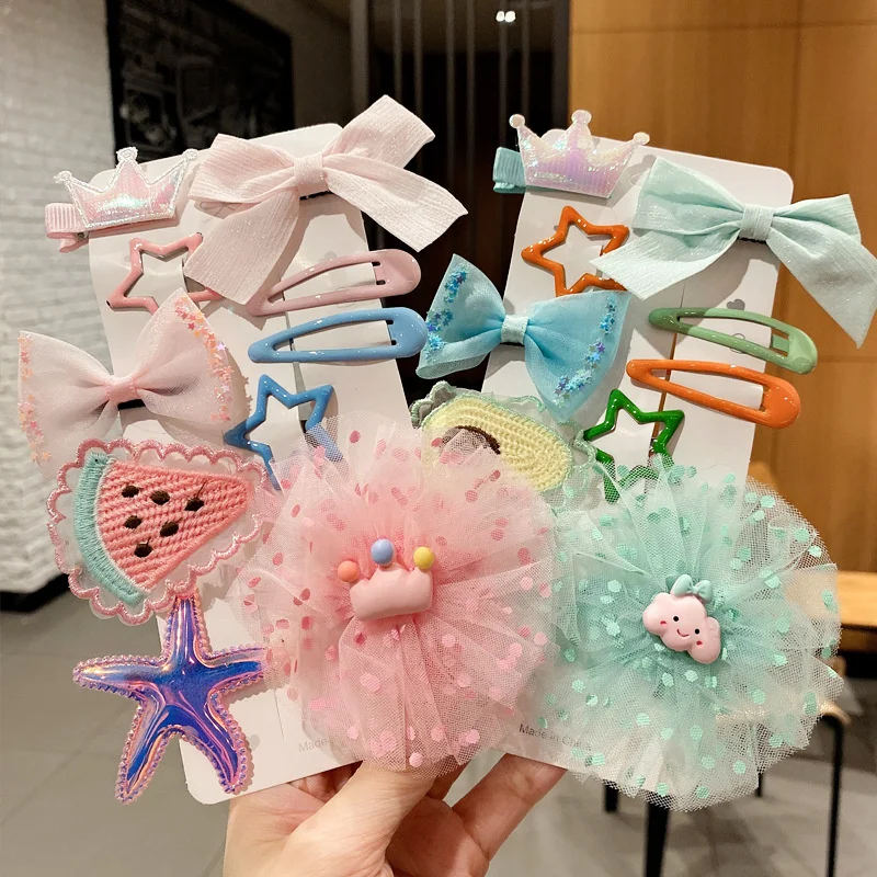 

10PCS/Set New Girls Cute Colorful Chiffon Bow Hairpins Kids Sweet Headband Hair Ornament Clips Barrettes Hair Accessories