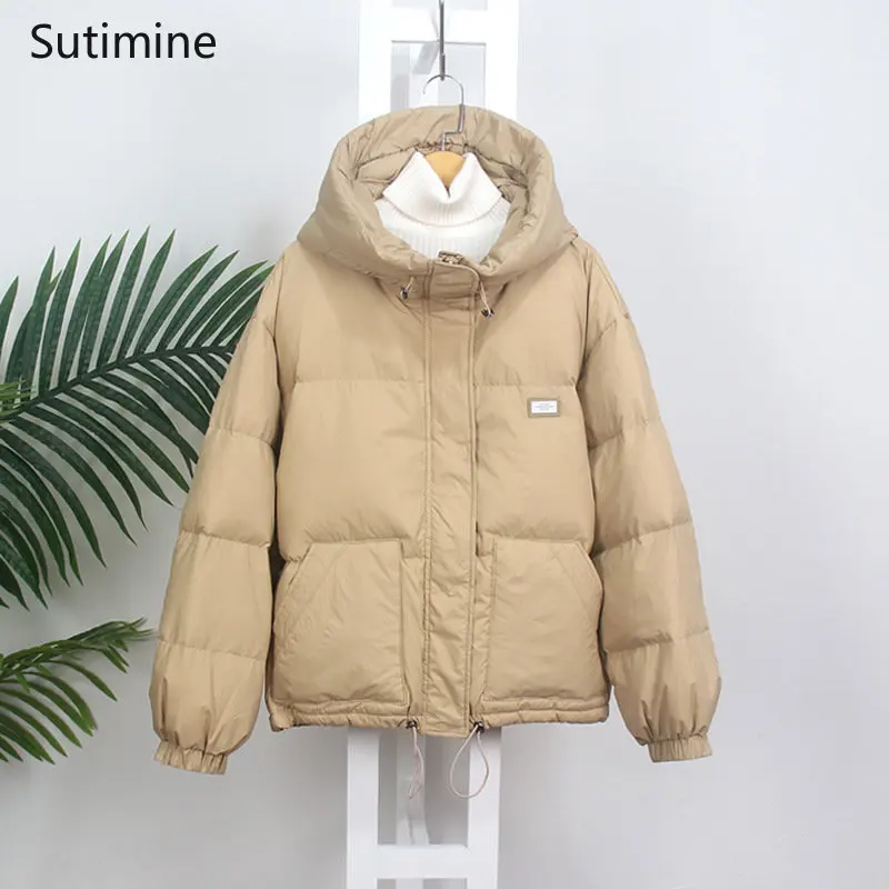 Winter Clothes Women Office Lady Pockets Down Jacket Women Thickened Korean Version Loose Winter Clothing Hooded Winter Coat