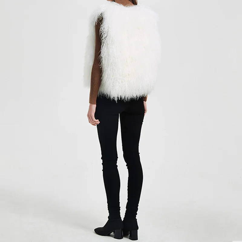 CX-G-B-191E горячая Распродажа качественная белая монгольская Меховая куртка из