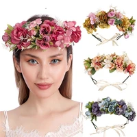 new bridal headdress bohemian flower crowns beach hawaii floral garland romantic faux rose wedding wreaths new flower headband