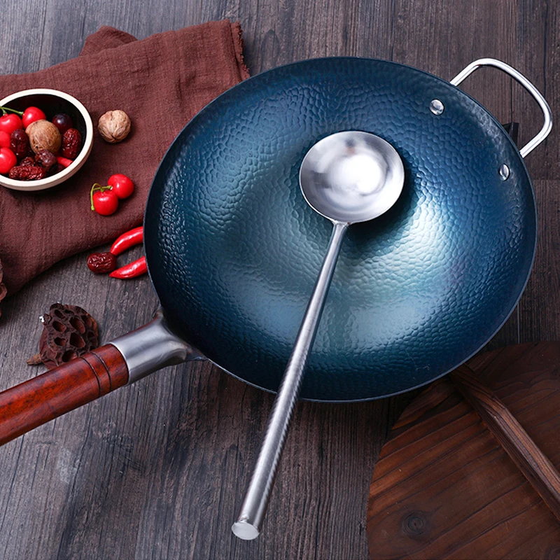 

Handmade Iron Pan Uncoated Iron Pan Wooden Handle Non-stick Frying Pan Gas Stove Fried Egg Pan Kitchen Cookware Camping Cookware