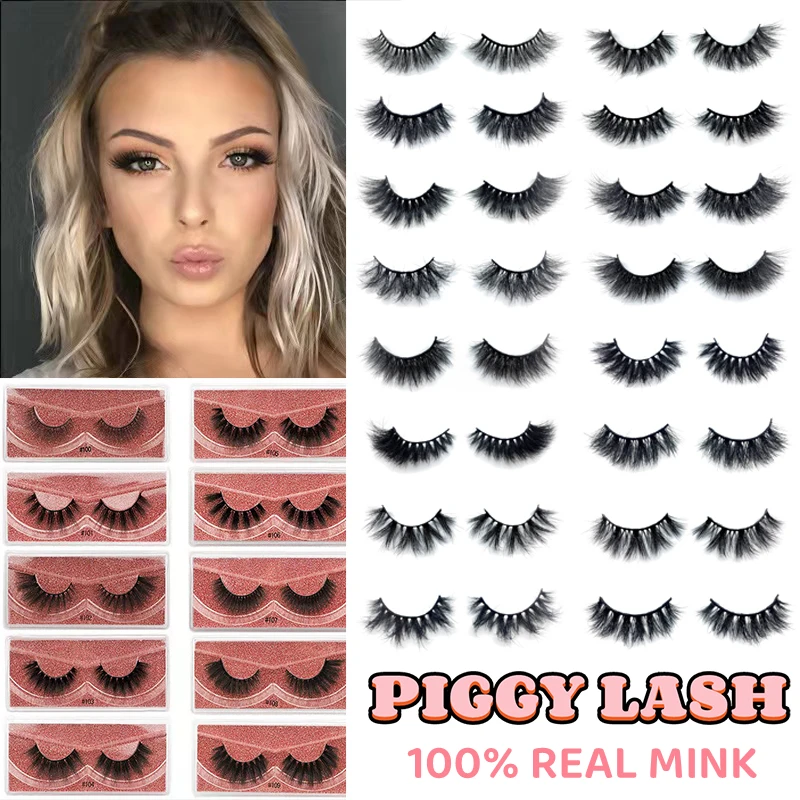 PIGGY 100pcs Mink Lashes Strip Lashes Natural False Eyelashes Lash Extension Supplies Bulk Items Wholesale Lots Makeup