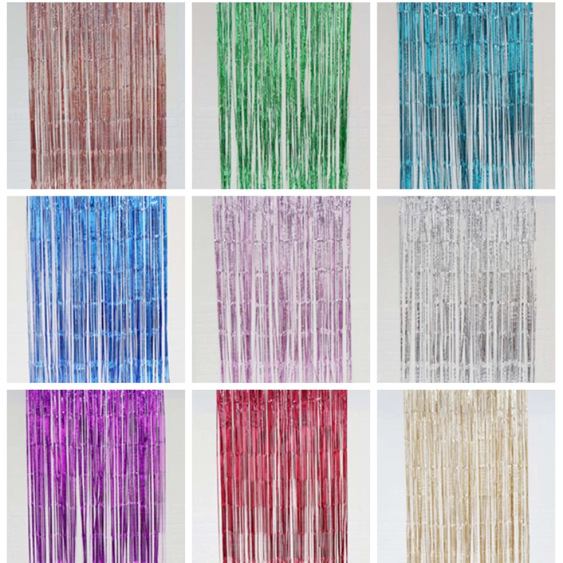 

1*2M Gold Pink Black Rose Gold Rainbow Sequin Curtain Door Tinsel Shining Tassel Wedding Happy Birthday Party Decoration Backdro