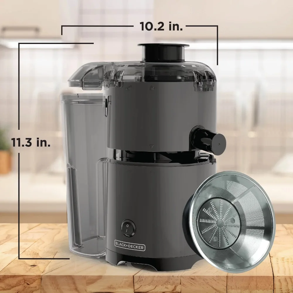 Black+Decker Quiet Fruit & Vegetable Juicer, Non-Drip Spout 