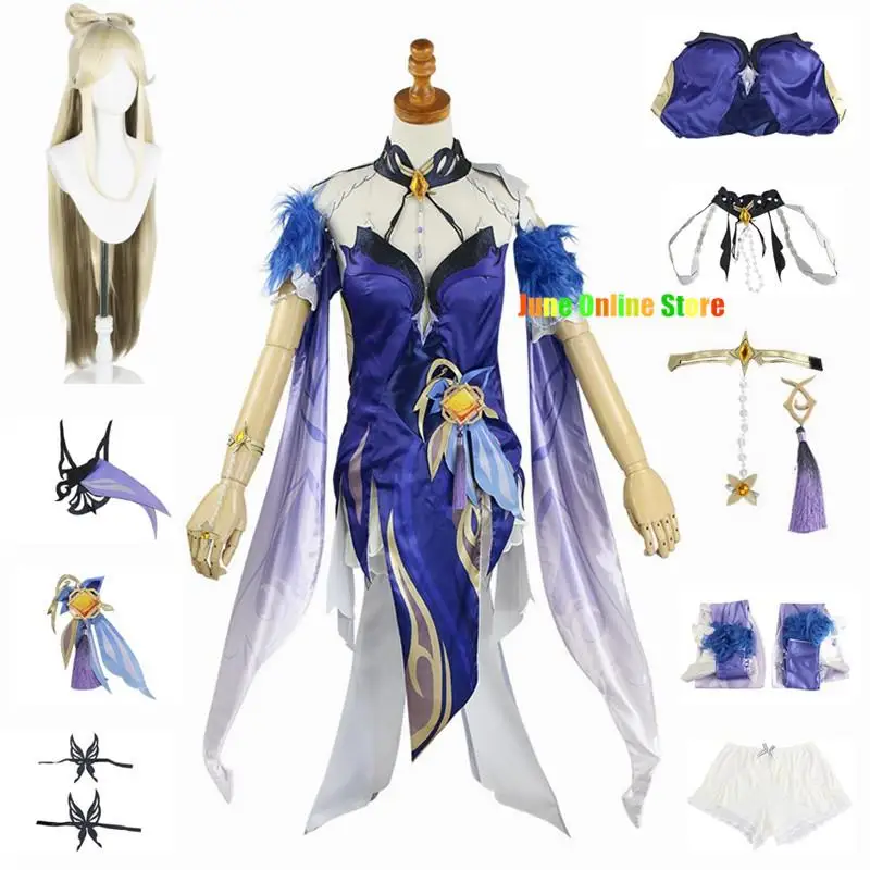 

Game Genshin Impact Ningguang New Skin Cosplay Costume Orchid's Evening Gown Costume Wig Set Role Playing Clothing for Girls