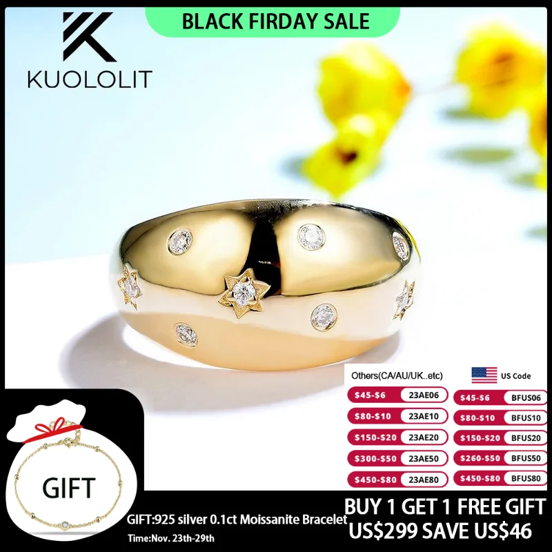 

Женское кольцо с бриллиантами Kuololit, розовое золото 18 к 14 к 10 к, обручальное кольцо со звездой для свадьбы, помолвки, вечерние