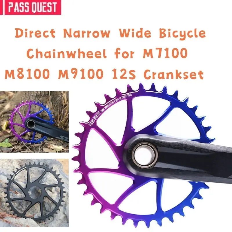 

PASS QUEST for M7100 M8100 M9100 12S Crankset Black/Dazzle 30-40T Bike Chainring Direct Mount MTB Narrow Wide Bicycle Chainwheel