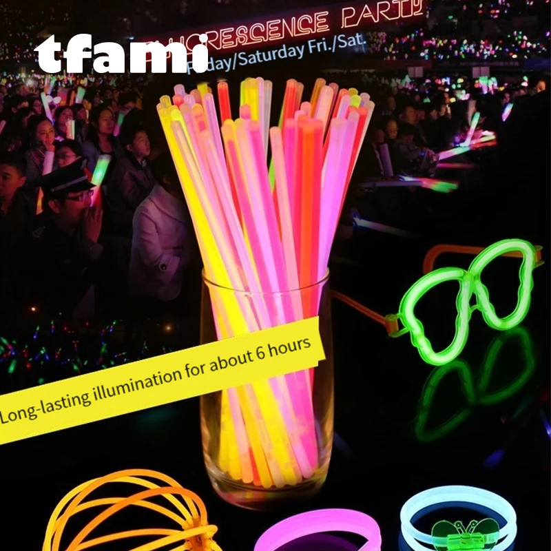 

50 шт. светящиеся палочки, игрушки, флуоресцентная лампочка, светящиеся в темноте, браслет, ожерелье, неоновые, для свадьбы, дня рождения, фотореквизит, украшение