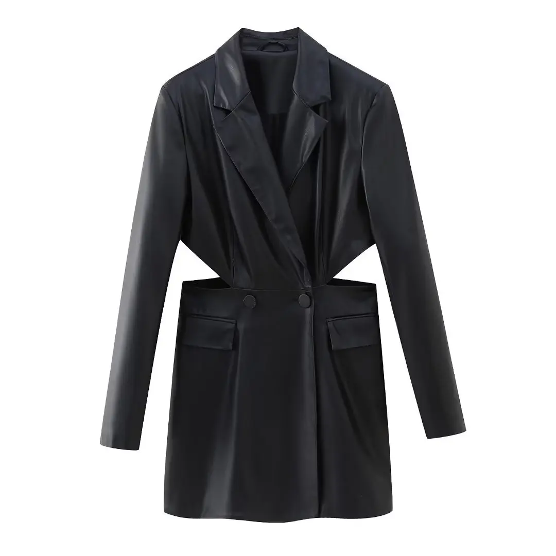 

Осенне-зимняя новая женская одежда PB & ZA в европейском и американском стиле, открывающийся дизайн, костюм из искусственной кожи, куртка, Топ