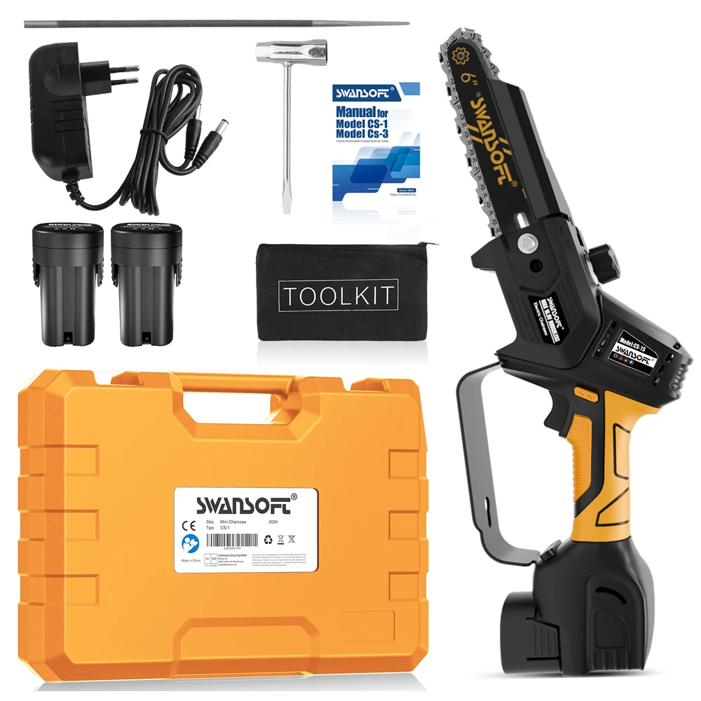 Бесщеточная Беспроводная бензопила SWANSOFT 6 дюймов ручная беспроводная для резки