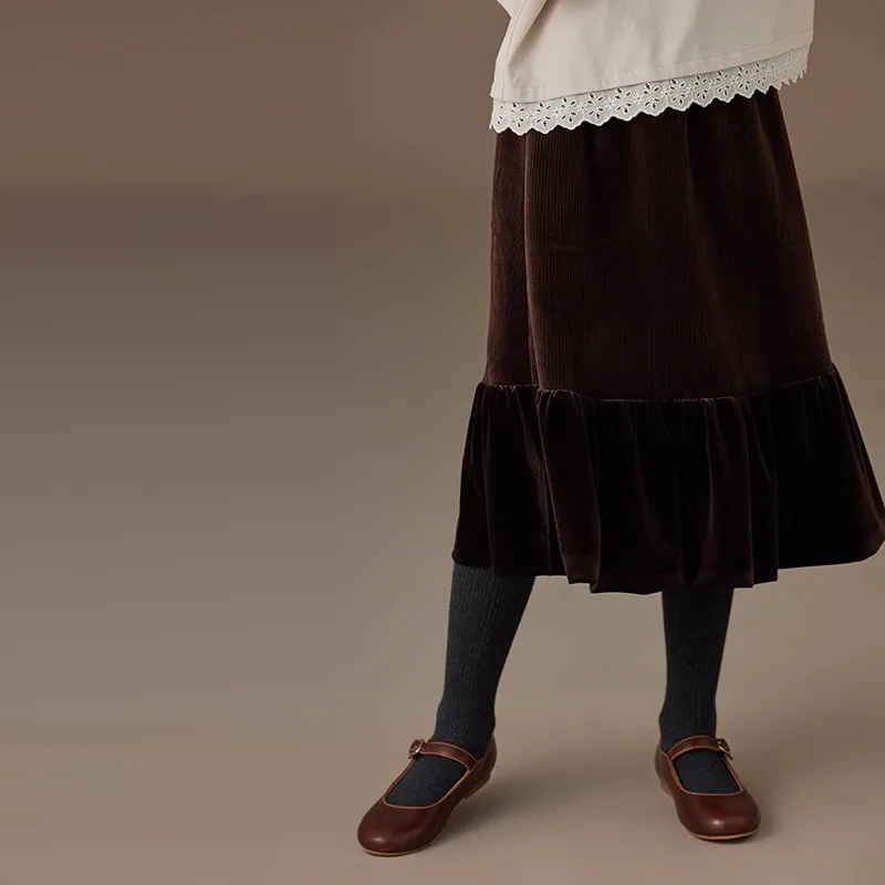 Многоярусные юбки с высокой талией для детей струящиеся девочек-подростков ниже