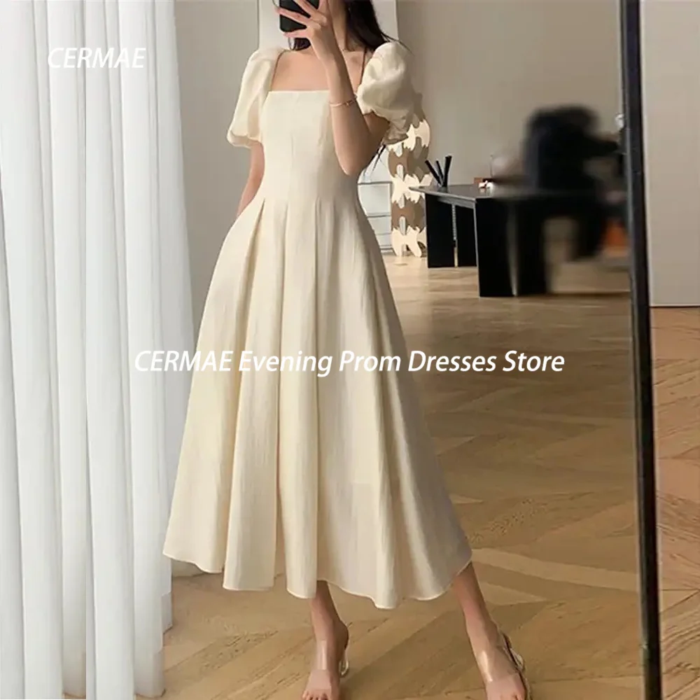

CERMAE Satin A-line Boat Neck Populer Ruffle Prom Gown Ankle-Length Evening Formal Elegant Party Dress for Women 2023
