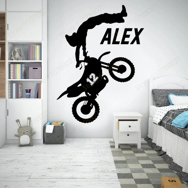 Персонализированная мотоциклетная наклейка с именем байкера искусство домашний