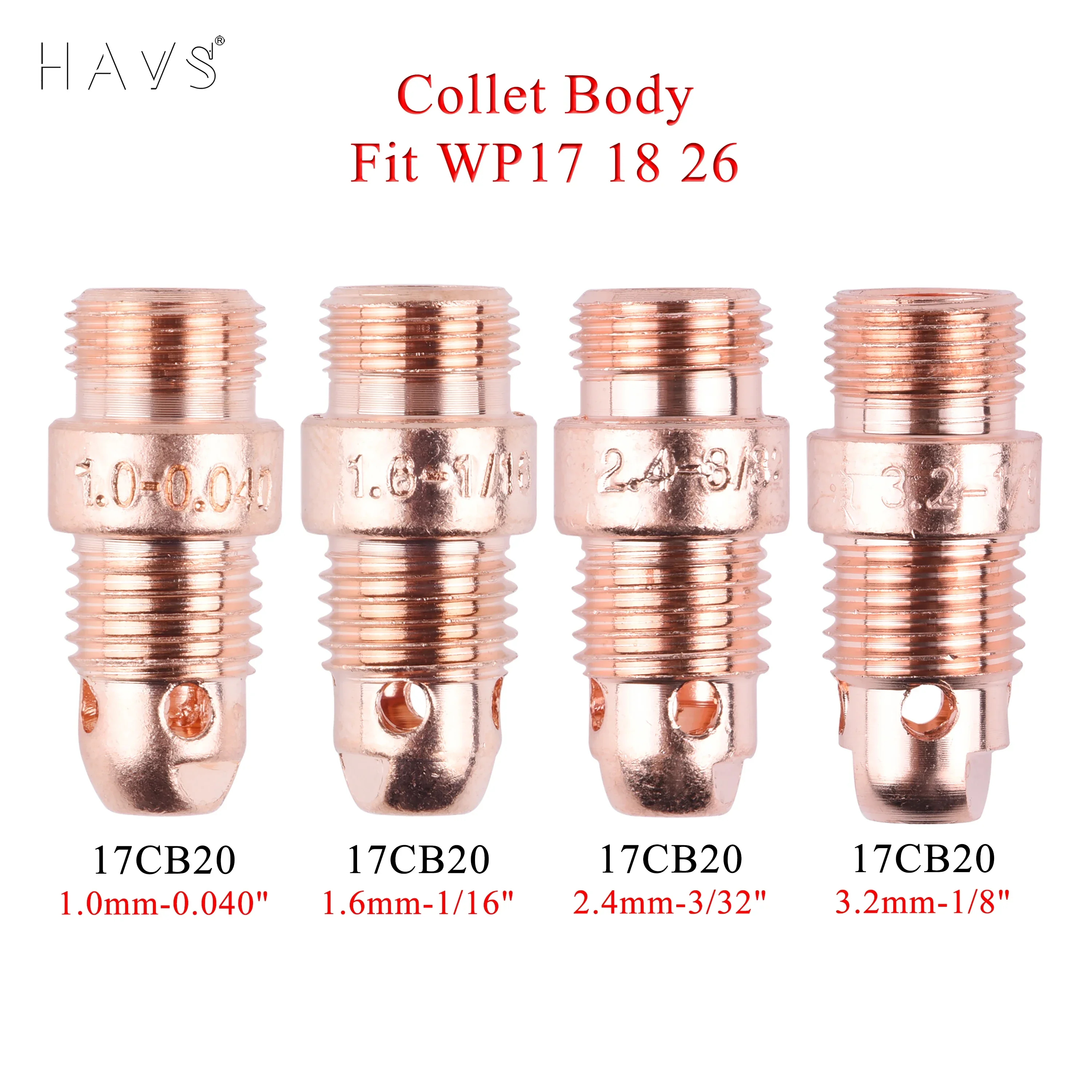 Фото 5/10 шт. цанговый корпус TIG Stubby 17CB20 1,0/1,6/2,4/3,2 мм подходит для TIG WP17/18/26 аксессуары для сварочной горелки №3