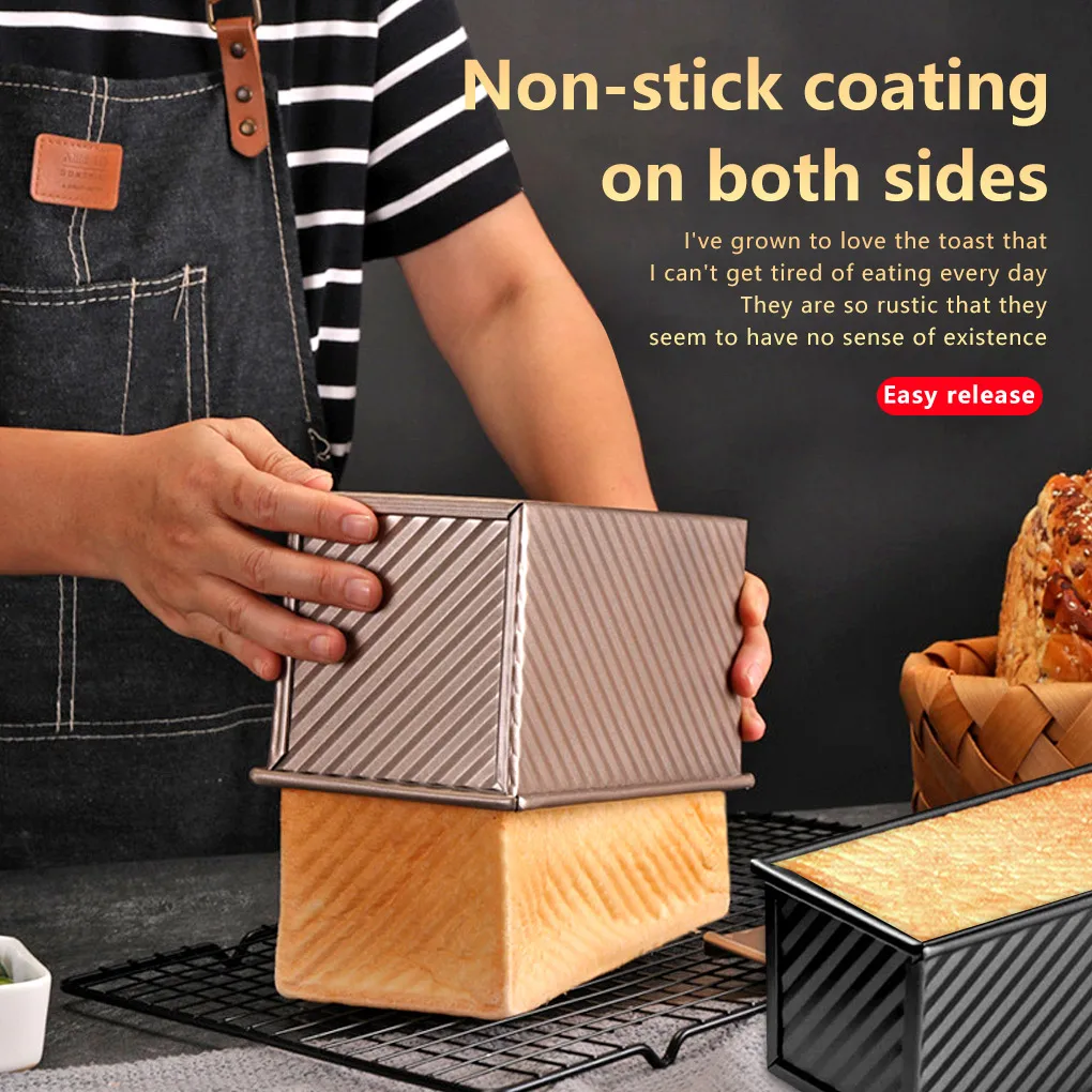

Rectangular Loaf Pan Carbon Steel Nonstick Bellows with Cover Toast Box Mold Bread Mold Eco-Friendly Baking Tools for Cake
