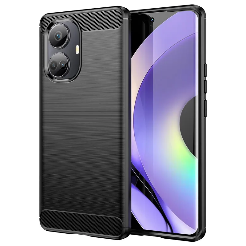 For Realme 10 Pro Plus 5G Case Realme 10 Pro Plus Cover 6.7 inch Carbon Fiber Shockproof Silicone Bumper For Realme 10 Pro Plus