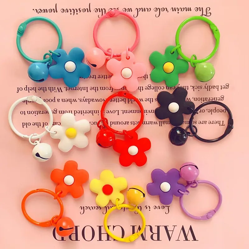 Милый цветочный брелок, металлический подвесной цепочка для телефона с колокольчиком, модный ювелирный подарок для девушки