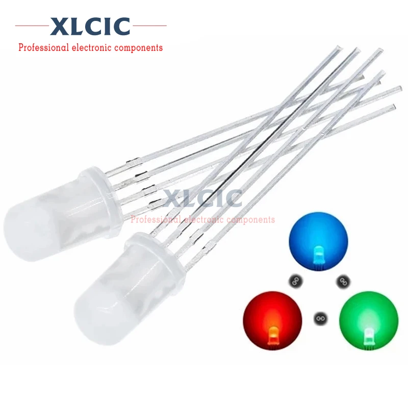 

20PCS 5mm RGB LED Common Cathode / Common Anode Tri-Color Emitting Diodes F5 Diffused / Transparent Highlight for Arduino