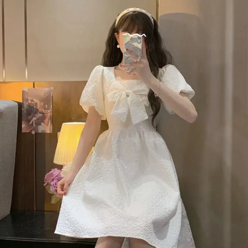 

Clothing Midi Cute Fairy Female Dresses 2023 Kawaii White Birthday Women's Dress Xxl New In Trendy Loose Aesthetic Korean Style