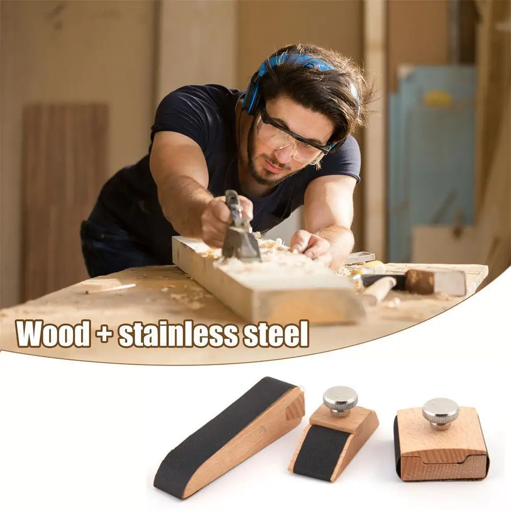 

Wooden Leather Sanding Block DIY Leather Craft Edge Too up Hand Edge Treatment Paper Banding Sand Leather Screw Wood Clip P N9H8