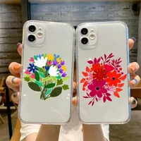 vector flower clear phone case for iphone x xr xs max 11 12 13 mini pro max 7 8 plus se 2020 transparent shockproof cover fundas