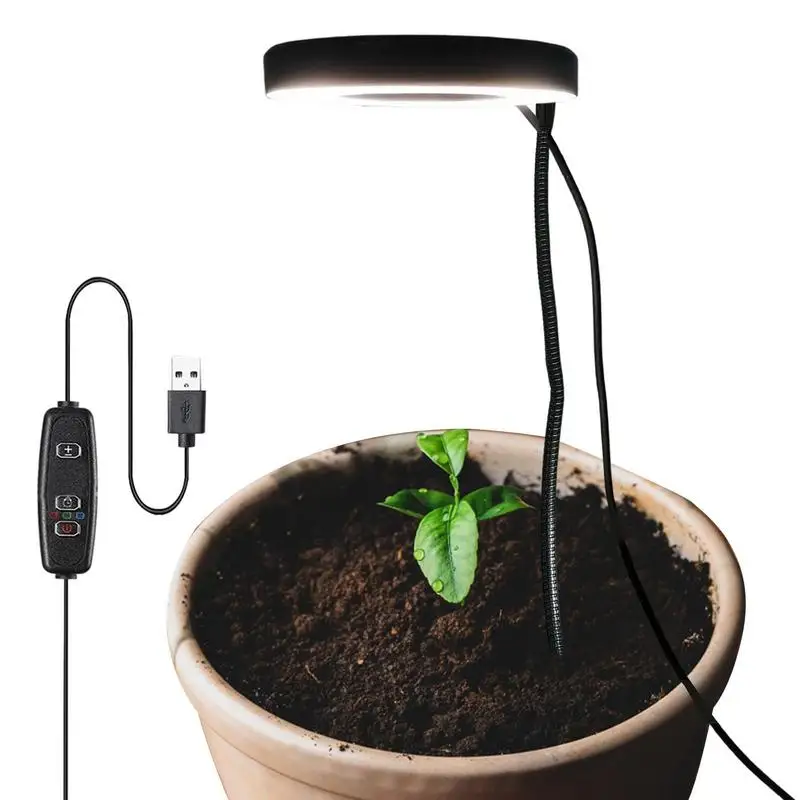 

Plant Grow Light 4 Modes USB Grow Light Bulbs 4/8/12 Hour Timing Function Full Spectrum Light Small Plants 360 Long Neck Head