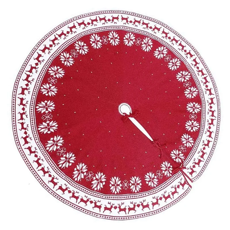 

Christmas Ornament Tree Skirt,35 Inch Snow Flower Elk Tree Skirt Rustic Xmas Tree Skirt For Christmas Decorations Indoor