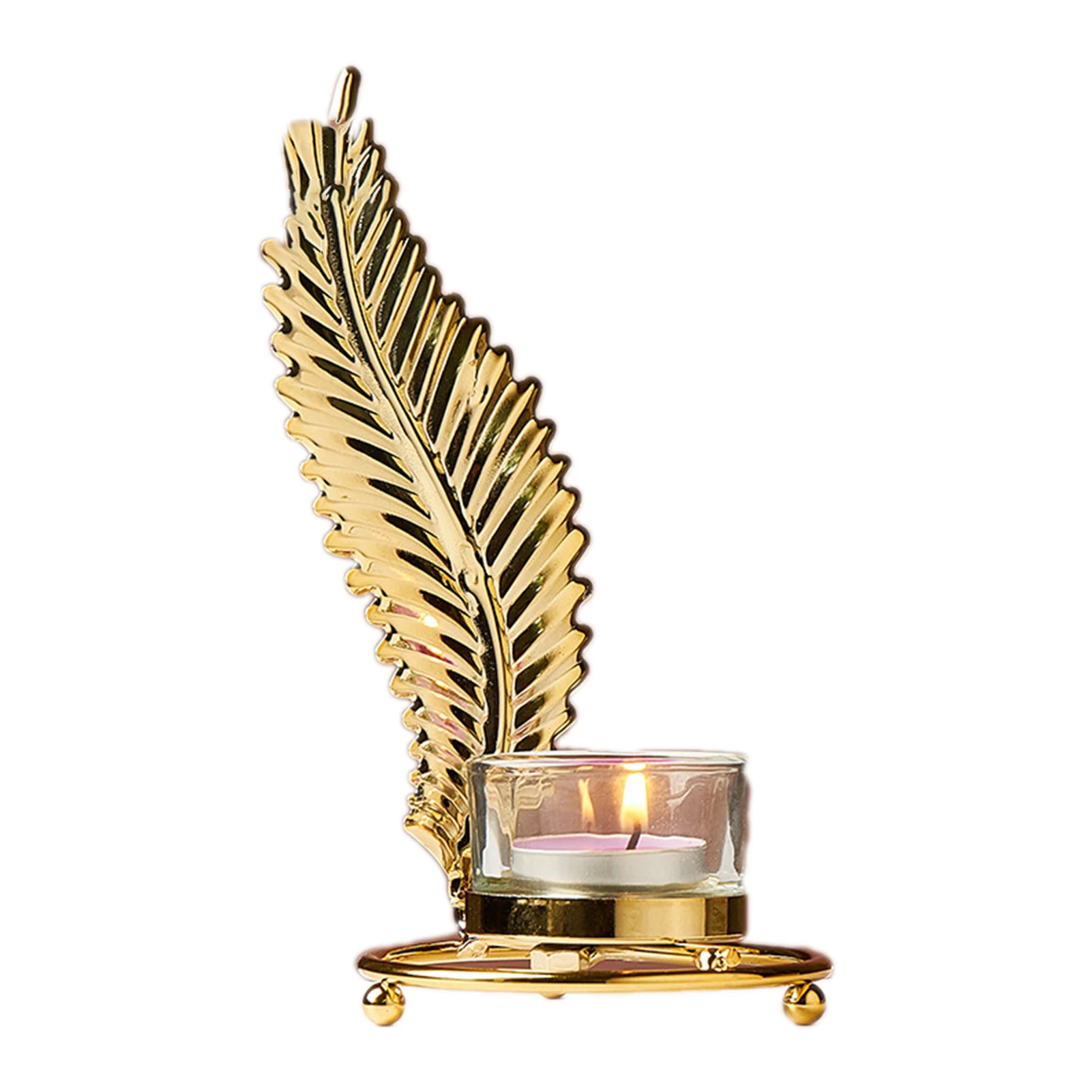 

Nordic Style Leaf Candlestick with candle Luxury Iron Candle Holder Ornament for Restaurant Desktop Wedding Crafts Home Decor